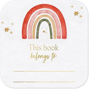 Mobiusea Creation Rainbow Book Design This Book Belongs to Stickers | Book Plates Labels | 2 x 2 Inch | Gold Foil | 60pcs Stickers for Book Name Stickers and Book Labels