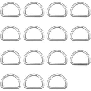 15pcs 1 Inch Metal D Ring, Heavy Duty Small D Rings for Sewing Multi-Purpose Semi Circular Dee Rings D Hooks for DIY Hardware Bags Dog Collars Backpacks Webbing Straps Accessories