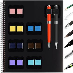 Pen Holder for Notebook, 8 Pack Self-Adhesive Double Pencil Pen Loop Holder Clip Elastic Ultra-Thin Adhesive Leather Design for Notebooks Clipboard Journal Calendar Planner Stylus Pencil Accessories