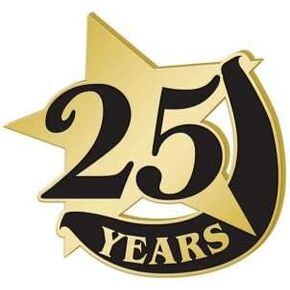 توزيع جوائز التاج 1 "x1" 25 سنة دبابيس طية صدر السترة ، على شكل نجم 25 سنة دبابيس الابتزاز الابتزاز الابتدائية الذهب