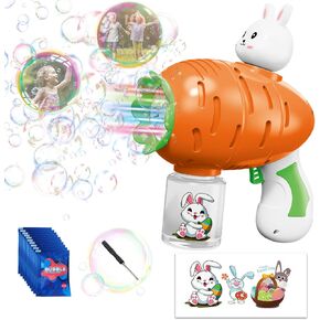 Easter Bubble Machine, Leak-Proof & Rich Bubble Bunny Bubble Blower with Radish Shape, Portable Bubble Maker Outdoor Perfect Graduation Party Easter Basket Stuffers for Kids