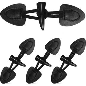 Lurrose 4 Pairs PU Leather Sew-On Toggles Closures with Resin Horn Buttons Vintage Sew-On Toggles Sewing Accessories for Knitwear Windbreaker Padded Jacket Coat Clothing
