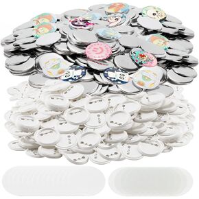 100 Sets 75mm/2.95 in (Approx.3 inch) Button Making Supplies, Blank Pin Maker Button Parts for ButtonMaker Machine 75mm, Badge Parts Includes Metal Cover, Plastic Pin Button Backs,Plastic Film