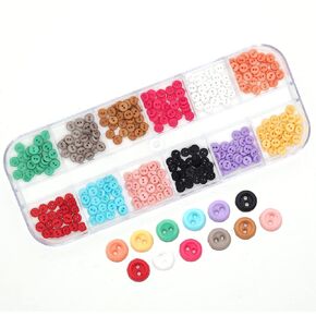 300 PCS Tiny Resin Buttons 4mm(5/32") 2 Hole Mini Resin Round Button for Dolls Clothing Sewing Accessories DIY Hand Sewing AIDS Doll Clothes (12 Colors mixed/300 PCS, 4mm(5/32"))
