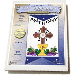 First Communion Banner Kit - Cross (12 X 18, Pink - No Letters)