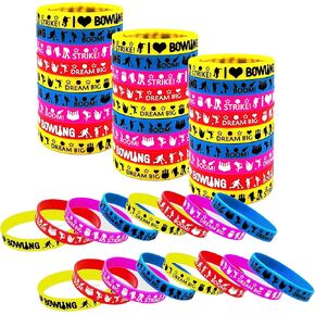 36 PCS Bowling Motivational Silicone Wristbands Rubber Bracelets Bulk for Baby Shower/Events/Carnival/Birthday Party Favors Supplies Decorations Goodie Bag Favor Stuffers