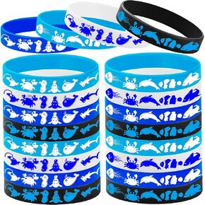 CupaPlay 48PCS Ocean Animals Rubber Bracelets Party Favors-Sea Themed Party Supplies Decorations Birthday Baby Shower Silicone Wristbands Party Favors