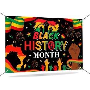 Mocsicka Black History Month Banner African American Black History Backdrop 70.8 x 43.3 Inch Black History Month Bulletin Board Decoration for School Classroom Black History Photo Props