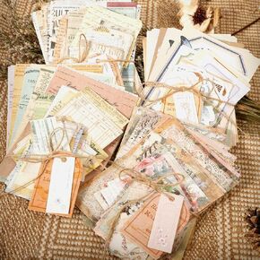400 Sheets Vintage Scrapbook Paper Supplies, Diy Junk Journal Supplies, Bullet Journal Kit, Retro Vision Board Supplies for Scrapbooking Embellishments Planner, Decoupage Paper, 4 Sets