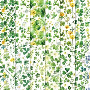 60 Sheets Watercolor Shamrock Scrapbook Paper St. Patrick's Day Scrapbook Specialty Double Sided Craft Paper For DIY Card Making Photo Album Journal Decor, 8.3'' x 5.7''