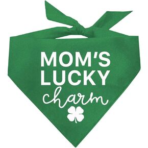 Mom's Lucky Charm Shamrock St. Patrick's Dog Bandana (Green, OS 985)