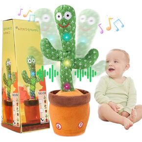 Dancing Talking Cactus Baby Toy, Singing Mimicking Cactus Toy Repeats What You Say, Tummy Time Toy LED Interactive Cactus, Baby Easter Basket Stuffers Boys Girls Gifts, 15S Record Your Sound