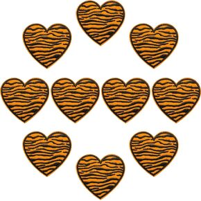 10 Pieces Tiger Heart Embroidered Iron on Applique Sew on Patch for Clothes Dress Jackets Caps DIY Embroidery Repair Patches Sewing Craft Decoration