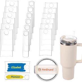 18PCS Name ID Plate for Stanley, 3 Styles Blank Acrylic Name ID Plate for Stanley 30 oz Tumbler DIY Personalized Name Plate Identification Clear Name Tag for Stanley