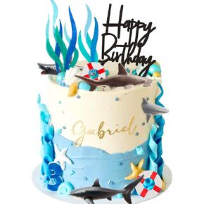 Shark Cake Topper Shark Figure Under the Sea Decoration for Baby Shower Ocean Theme Birthday Party