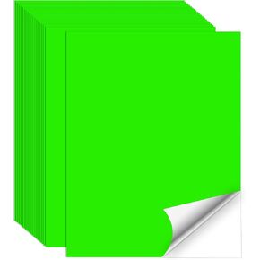 Printable Sticker Paper for Inkjet Printer, 8.5" x 11" Matte Sticker Printing Paper Full Sheet Labels for Laser/Inkjet Printers (Fluorescent Green)