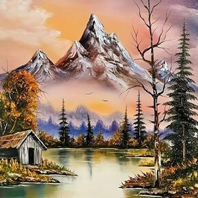 MOMDEDP Mountain Lake Diamond Painting Kits for Adults, DIY Round Diamond Gem Art Kits, Diamond Dots Drill Art Kits Landscape for Beginners Picture Craft for Home Wall Decor 12x12 inch