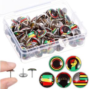 200 Pcs Black History Month Push Pins Juneteenth Drawing Pushpins Flat Round Head Thumbtack for African American Party Favors Photo Wall Cork Board Map Decorations