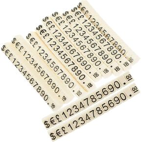 SEWACC 20pcs Tag Show Displays Adjustable Stand Black Letter Stickers Label Block Signs Number Stand Mini Cube Tag Prices Jewelry Commodity Plastic White