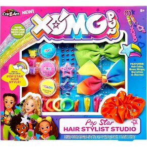 XOMG POP! Pop Star Hair Stylist Studio - Make Your own Hair Bows, Wraps, Barrettes and Charms - Comes with 3 Hair Color Creams - Great for Kids Birthday Present Ages 8 and Up