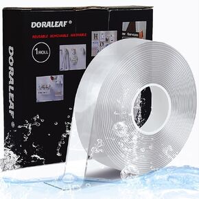 Double Sided Tape Heavy Duty, 16.5FT Length, Easy to Uncover Mounting Nano Tape, Removable Adhesive Transparent Tape for Fixed Carpet, Hanging Picture/Poster/Photo Sticky Wall
