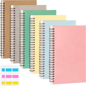 LABUK 6Pcs A5 Spiral Notebooks for Work, 8.3 x 5.9in 160 Pages Lined Notebooks Bulk, Suitable For School, Office, Business and Daily