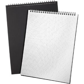 2 Pack Top Spiral Graph Paper Notebooks 8.7 x11.4 Inch A4 Grid Paper Notepad 70 Sheet Memo Steno Pad for Engineering Writing Sketching Drawing School Office Supplies (Black)