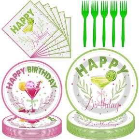 Martini Birthday Party Decorations - 96 PCS A Tiny Plates Order Plates Fadkins Forks مجموعة أدوات المائدة المحببة.