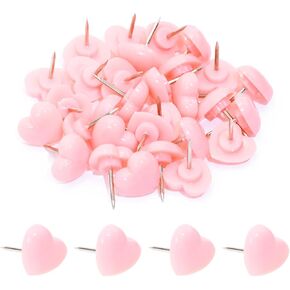 ONLYKXY 30pcs Sweetheart Push Pins Tacks Plastic Cute Love Heart Shape Head Nail Thumb Tacks Steel Point Bottom Tacks for Cork Bulletin Board Colored Tacks Decorative Push pins (Pink)