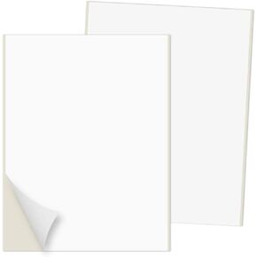 Sticker Printer Paper Shipping Labels Full Sheet with Self Adhesive, Square Corner, for Laser & Inkjet Printers, 8.5" x 11" White, (100 Labels)