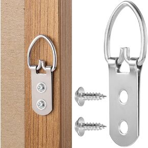 10pcs Super Heavy Duty Extra Large Strap Hanger D-Ring Hanger with 20pcs Screws for Hanging Picture Photo Frame, 2 Holes