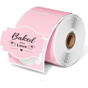 Phomemo Pink Thermal Labels for Shipping Label Printer for Small Business Supplies - 3" x 2" Commercial Grade Round Stickers Roll for Custom Stickers Personalized & Business - 500 Pink Labels/Roll