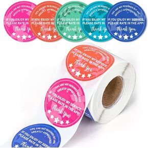 Lesnala 480pcs 5 Star Review ملصقات شكرًا لك على ملصقات طلبك Taridide Food Package Tags for Bags Grocery Shopper Tips 5 Colors