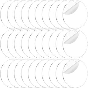 40PCS Acrylic Keychain Blanks, Clear Acrylic Ornaments Blanks Bulk Circles Blank Disc Blank with Hole for Vinyl DIY Keychain,Tags and Craft