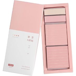 Pink Lined Sticky Notes Set, 240 Sheets Pastel Sticky Note Pads, Self-Stick Index Tabs Cute Memo Notepads for School, Office and Home