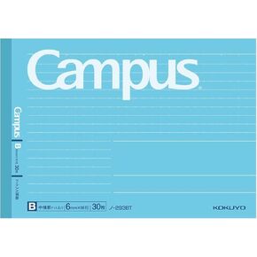 KOKUYO Campus Composition Notebook, Half Size Junior Composition Book, B 6mm Dotted Rule, 30 Sheets, Blue, Educational and Learning Activities for Kids (NO-293BT)