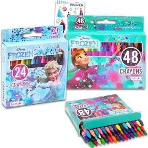 Disney Frozen Crayons for Toddlers Ages 1-3 - Bundle with 72 Crayons for Toddlers Featuring Frozen for Party Favors, Goodie Bags, More | Disney Frozen Crayon Set