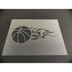 Basketball #1 Reusable Sturdy Stencil 10mm or 7mm Thick Hoop, Court Airbrushing 8" x 10.5 Sheet 7 mm Thick Flexible Durable Plastic Arts and Crafts Material Scrapbooking for Airbrush Painting Drawing