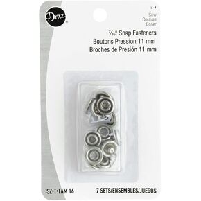 Dritz 16-9 Snap Fasteners, White, Size 16 (7/16-Inch) 7-Count