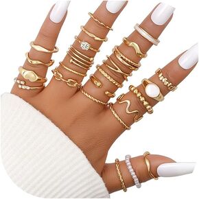 73 Pcs Gold Knuckle Rings for Women, 14K Gold Stackable Chunky Rings Pack, That Don't Tarnish Gold Rings, Vintage Boho Heart Butterfly Ring Jewelry Set