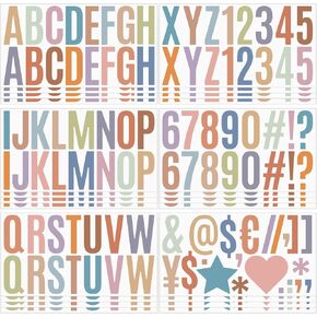 24 Sheets Alphabet Stickers 396 Pcs Boho Self-Adhesive DIY Colors Number and Alphabet ABC Stickers Board Classroom Door Notebook Decor Mailbox Number Address Sticker Numbers Labels