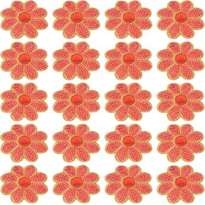 PATIKIL 20 Pcs Sequin Flower Iron on Patches, Glitter Flower Sequin Applique Patch Sew on Cloth Patch for Garment Hats Shoes Dress Backpacks DIY Clothes Craft, Red