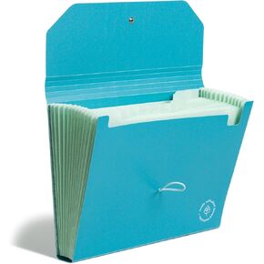 U Brands U-Eco 13 Pocket Poly Expandable File, 8.5" x 11", Brights, Protective Flap with Button/Elastic Closure, Letter Size (6594U01-12)