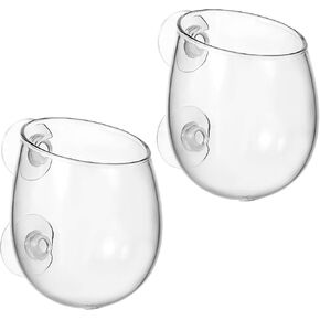 Toddmomy 2pcs Glass Aquatic Plant Pot, Hanging Aquarium Planter Cups Red Shrimp Live Plants Fish Tank Holder with Suction Cups for Window Fish Tank Decoration