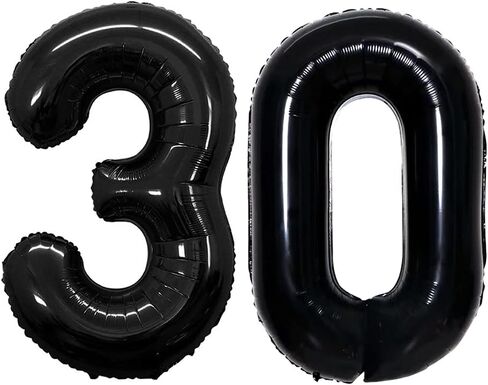 Goer Number 30 بالونات لزخارف حفلة عيد الميلاد الثلاثين ، والبالونات الهليوم 42 بوصة للذكرى السنوية الثلاثين (أسود) in Kuwait