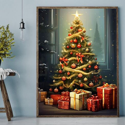 Christmas Diamond Painting Kits for Adults, Christmas Candles Diamond Art Kit for Adults, DIY Round Full Drill Winter Diamond Art Painting, Christmas Gem Art and Crafts for Wall Decor 12x16 Inch in Kuwait