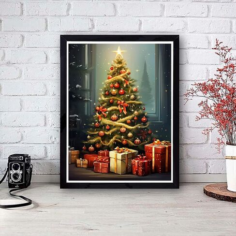 Christmas Diamond Painting Kits for Adults, Christmas Candles Diamond Art Kit for Adults, DIY Round Full Drill Winter Diamond Art Painting, Christmas Gem Art and Crafts for Wall Decor 12x16 Inch in Kuwait