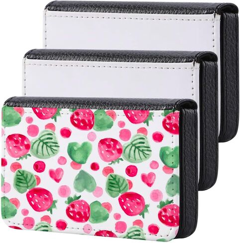 3 Pcs Sublimation Blank Business Card Holder PU Leather Name Card Case Pocket Heat Transfer Blank Card Carrier Case Wallet with Magnetic Shut for Men Women in Saudi Arabia