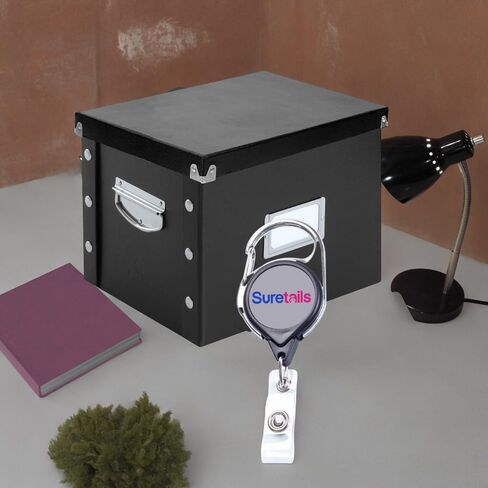 Durable Black Letter Size File Box Retractable ID Card Badge Holder - Collapsible Letter Box Plastic, Secure Latch, Label Holder for Office/Home [Pack of 4] in Kuwait