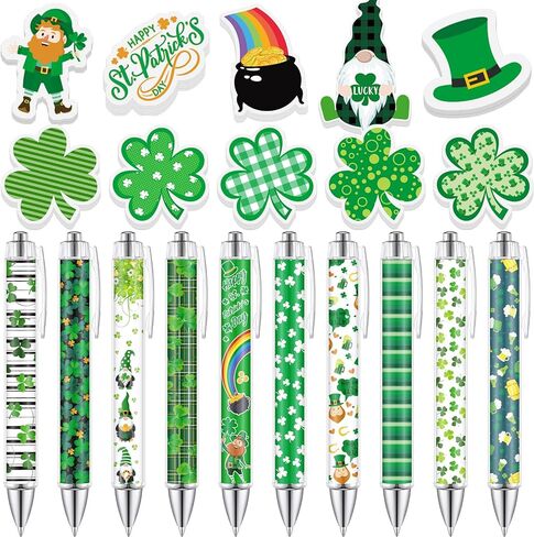 40 Pcs St. Patrick's Day Sticky Notes and Pens Bulk, 20 Shamrock Memo Notepads to Do List, 20 Green Lucky Clover Ballpoint Pens for Irish Party Favors Supplies Gifts Office Home Supplies in Kuwait